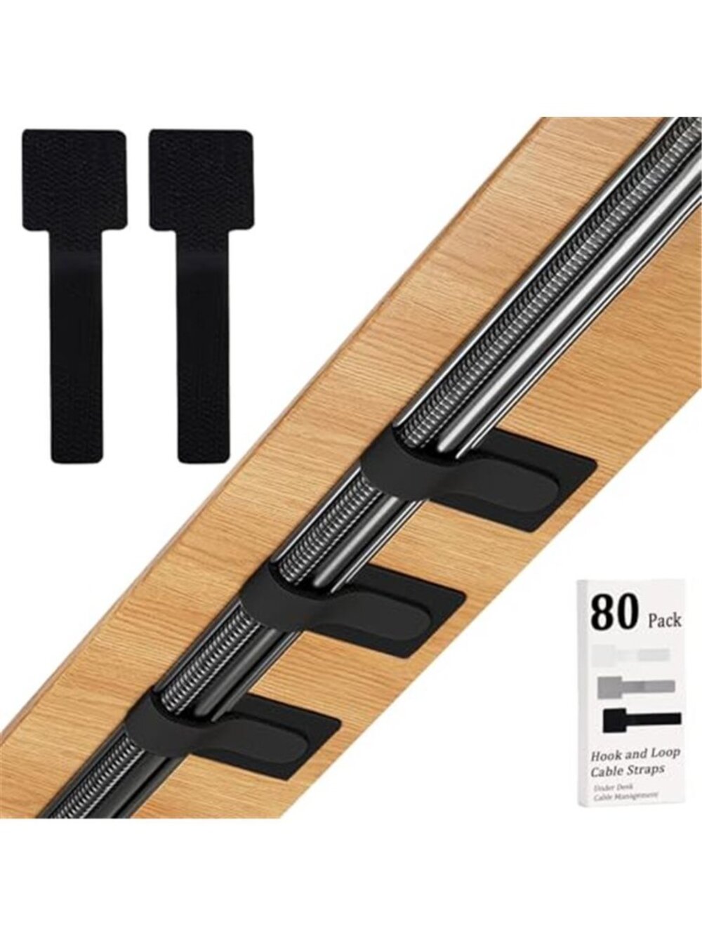 Cable Management Ties 80 Pack Adhesive Cord Organizer Reusable Wire Clips Black